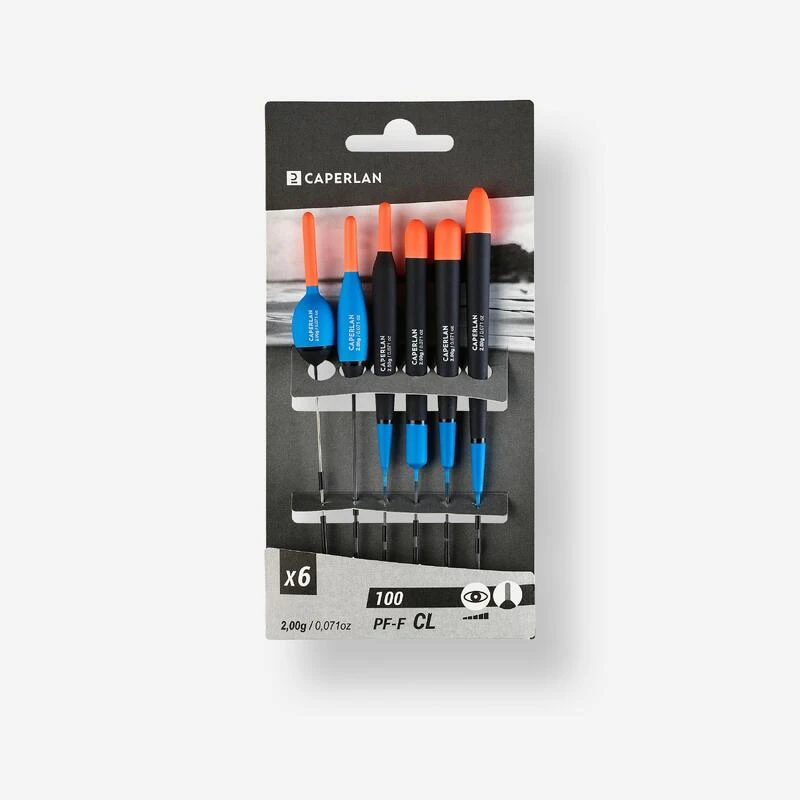 LOT DE 6 FLOTTEURS PECHE AU COUP F100 CL 2g 1 LOT DE 6 FLOTTEURS PECHE AU COUP F100 CL 2g